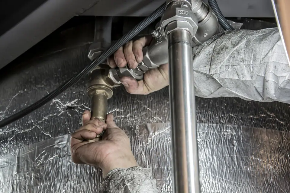 Neat new pipework being fitted